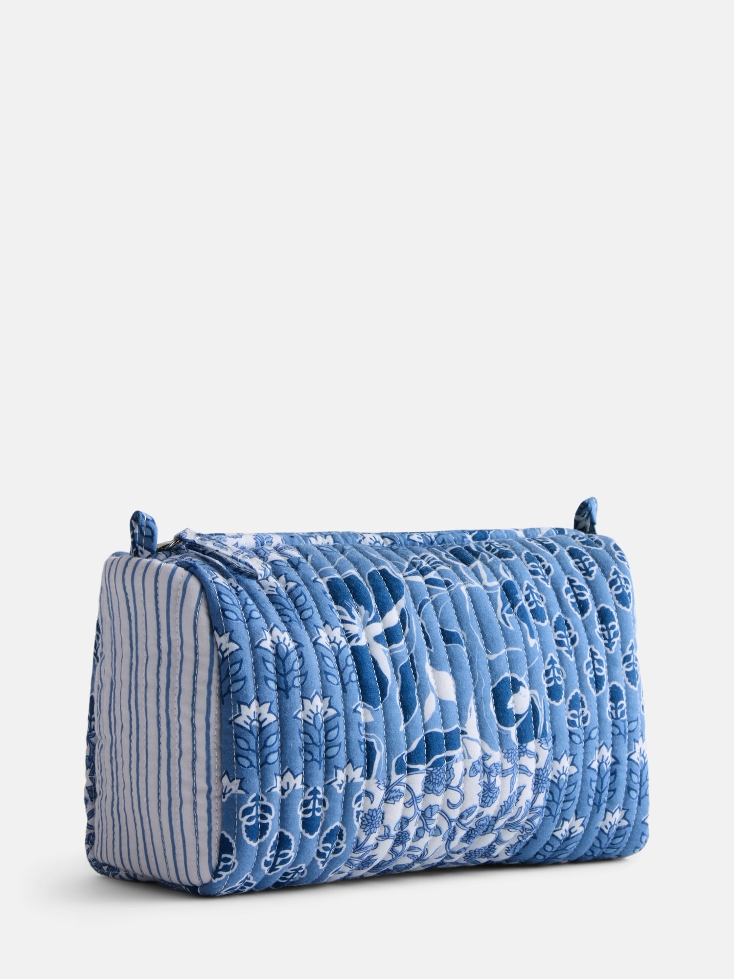 No Boundaries Quilted Pouch with Hair Scrunchie Set, 2-Piece, Women's, Blue Patchwork
