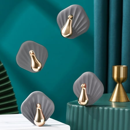 

Bcfsvew Hooks Hot Sale Decorative Wall Door Self Adhesive Hanger Hooks Heavy Duty For Hanging Coats Clothes Hat Keys Purse Kitchen Towels Hook Waterproof Shower Room Sticky Hooks 4PCS
