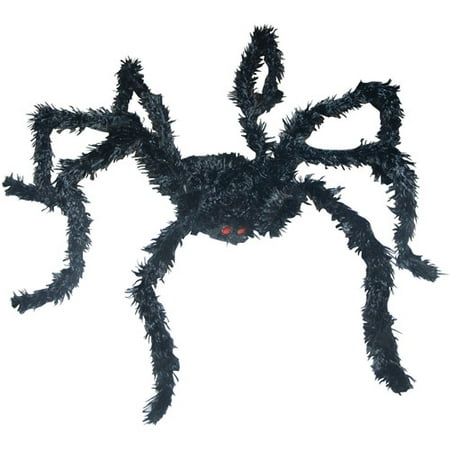 8 Light Up Black Spider Long Hair Halloween Decoration Walmart Com
