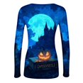 thumbnail image 6 of Akmaiox Halloween Long Sleeve Shirt for Women, Printed Crew Neck Slim Fitted Pullover Going Out Tops, Soft Knitted Holiday Base Layer Blouses, 6 of 6
