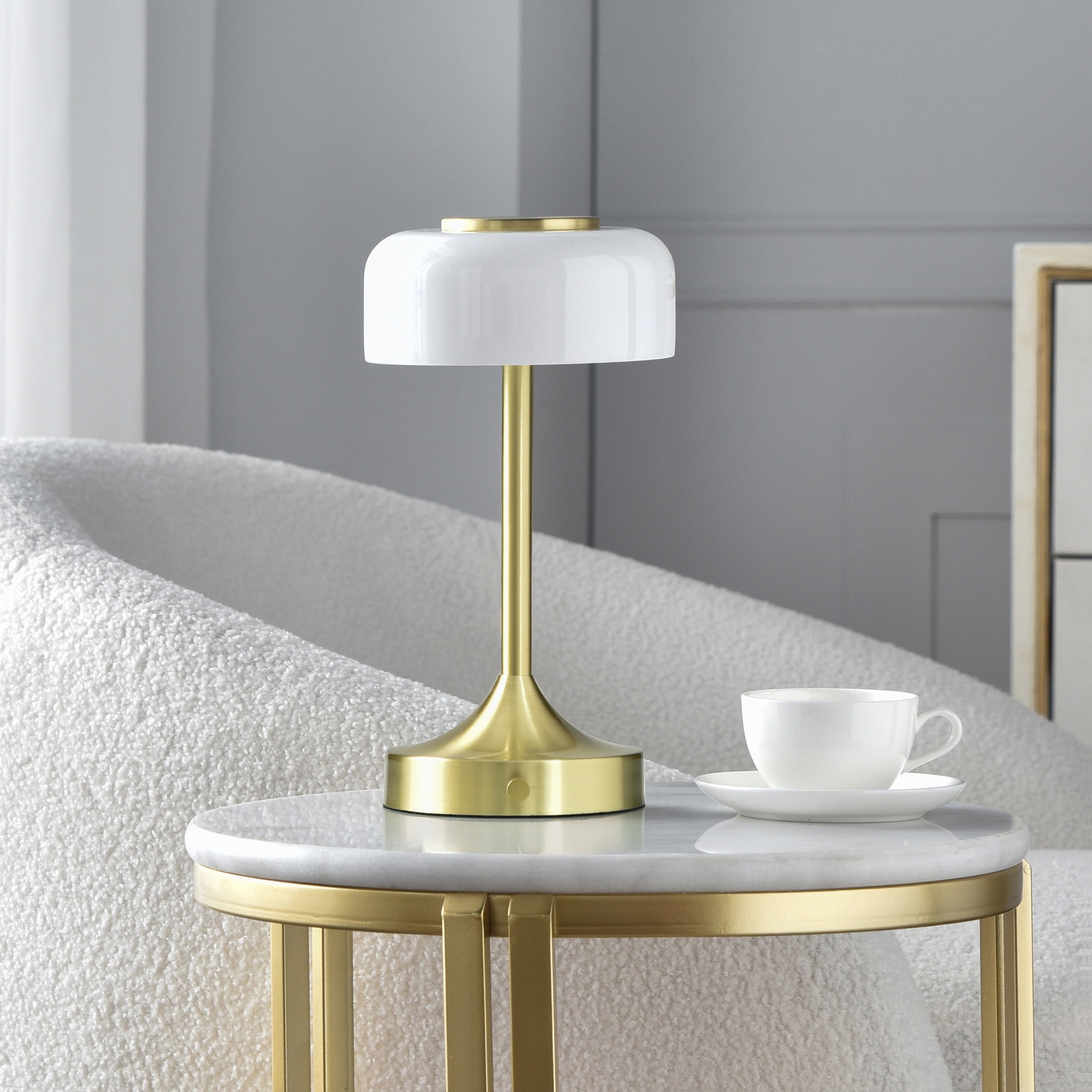 Better Homes & Gardens Portable Milk Glass Table Lamp, Rechargeable