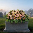 thumbnail image 6 of Roiihwy Memorial Day Decor Artificial Satin Saddle Flower, Tombstone Decoration, Cemetery Grave Memorial Flower, 23.6in Pink, 6 of 6