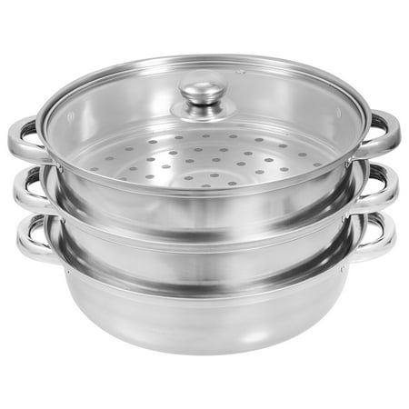 

1 Set Stainless Steel Steaming Pot 3-Tier Kitchen Cooking Steaming Pot Cookware
