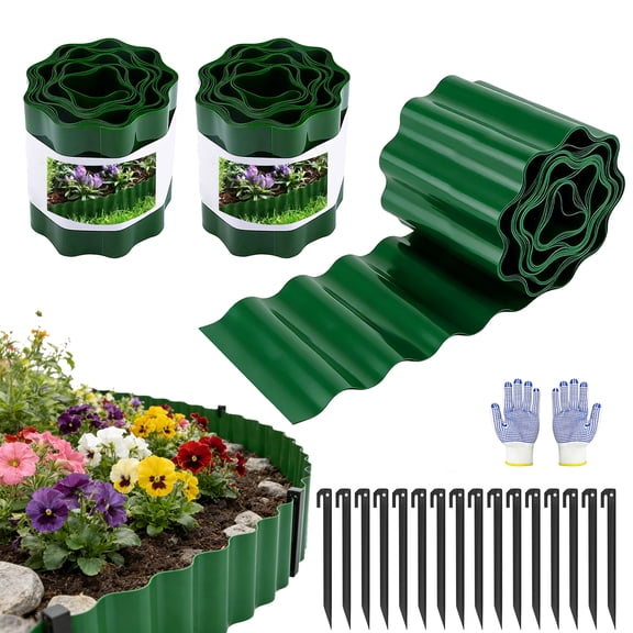 TUOSHUNGE Waves Garden Edging 5.9" x 59Ft, Landscape Edging Border for Lawn, Flower Bed, Garden Fence, Paver Edging (green)