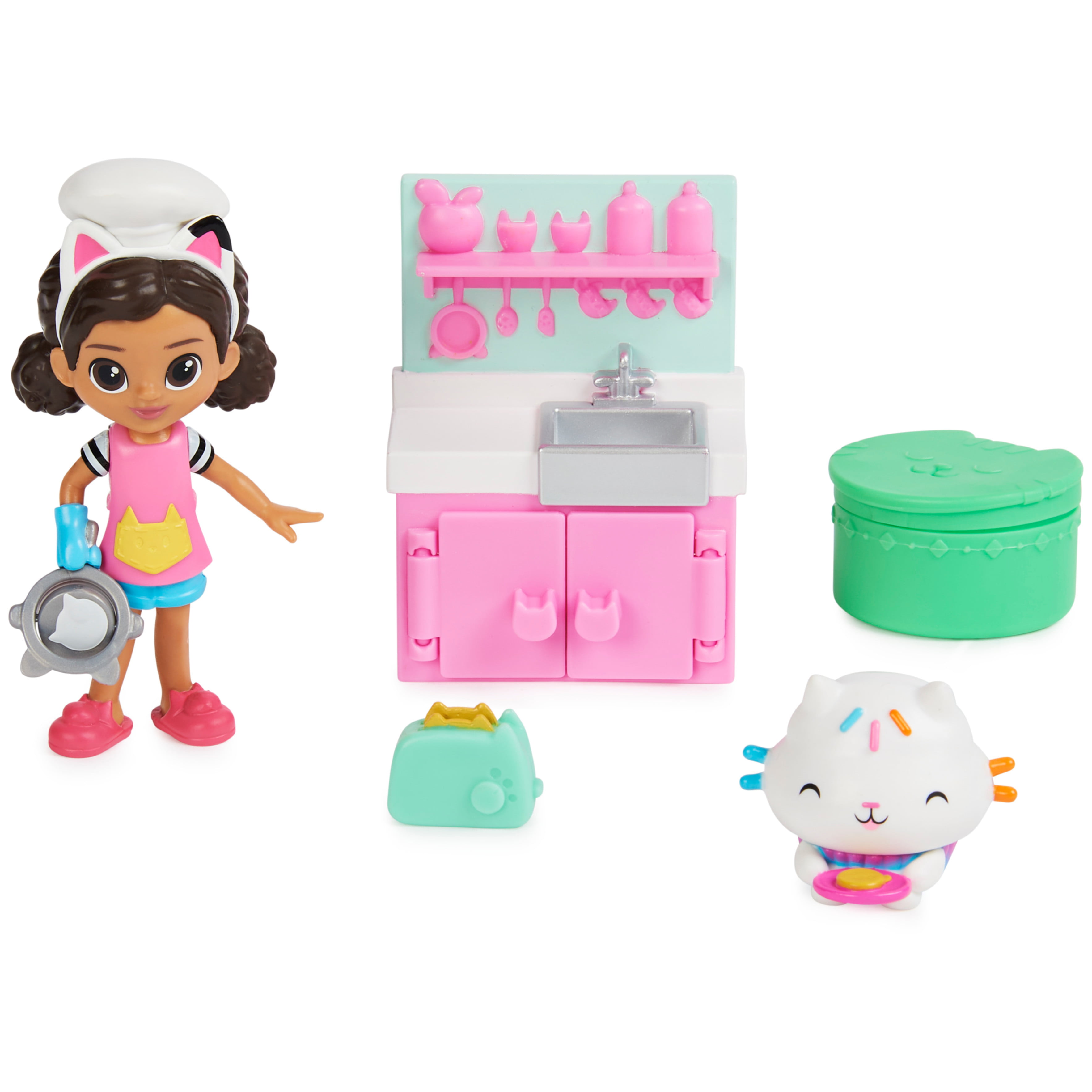 Gabbys Dollhouse, Lunch and Munch Kitchen Set with 2 Figures
