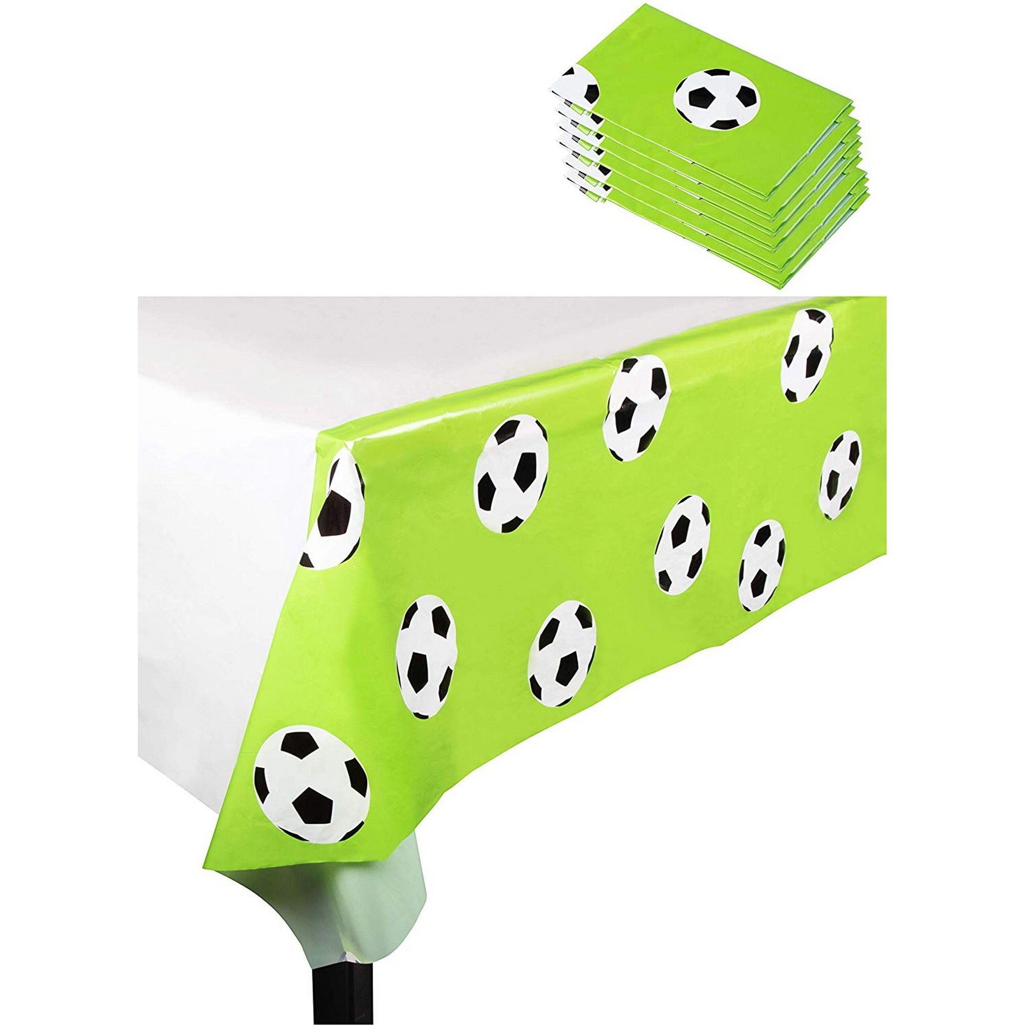 Soccer Plastic Tablecloth 6Pack 54 X 108Inch Soccer Ball Disposable Table Cover, Fits Up To