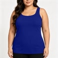 thumbnail image 2 of TARIENDY Plus Size Tank Tops for Women with Padded Lined U Neck Ribbed Basic Tanks Wide Straps Sleeveless Shirts with Built in Bra Blue XXXL, 2 of 10