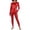 Red, variant on QHFBli Women's Metallic T-Shirt and Legging Trousers Round Neck Long Sleeves Shining Disco Tee Top Pant Neck Jumpsuit Outfit