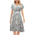 thumbnail image 1 of Birdeem Robe d'Été Décontractée à Manches Courtes Col en V Ajustée pour Femmes, 1 of 1