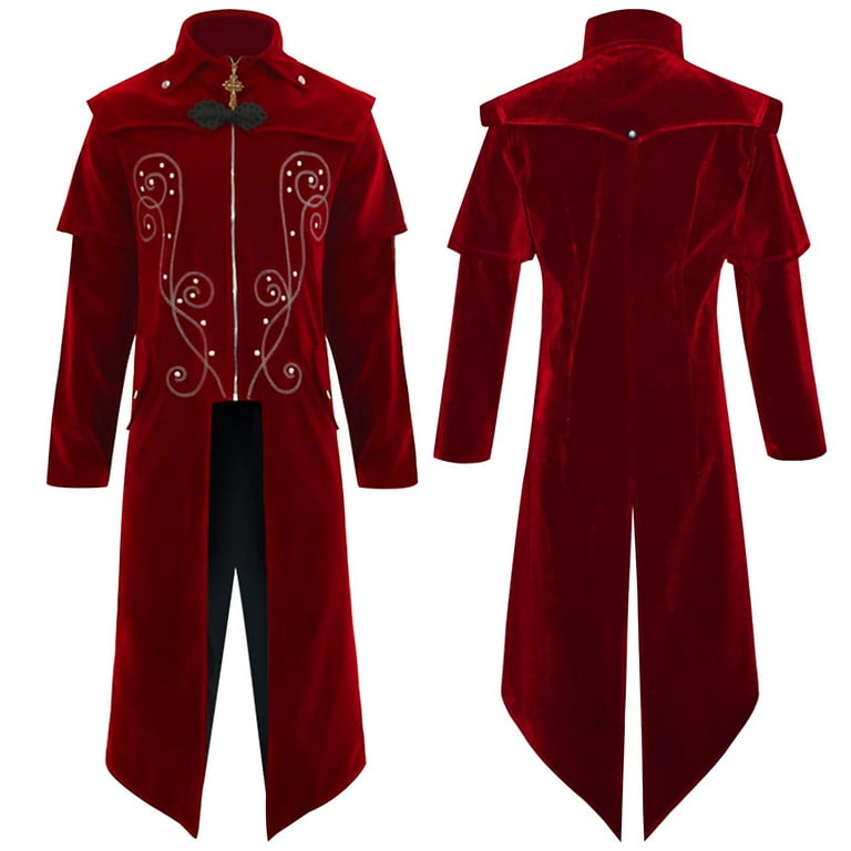 Mrat Men Solid Club Oktoberfest Carnival Long Sleeve Stand Collar Shapewear  Tops Gothic Coat Vintage Plus Size Corset Jacket XL X-Large