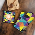 thumbnail image 5 of Modern Art Geometric Kitchen Oven Mitt and Pot Holder Sets 2 Pcs for Baking, Cooking and Grilling, Heat Resistant Up To 392 °F, 5 of 7