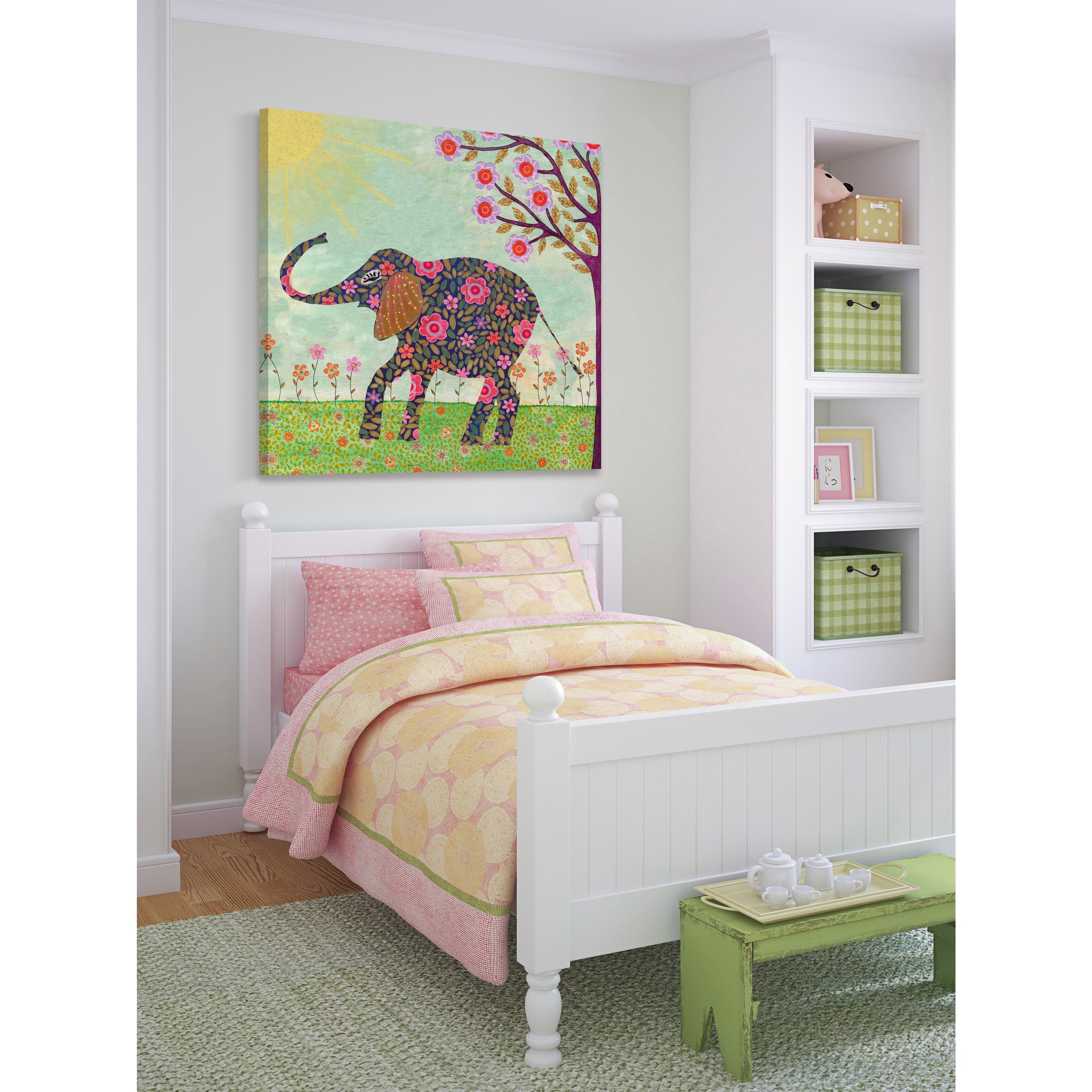 Marmont Hill "Sunny Elephant" by Sascalia Painting Print on Wrapped Canvas