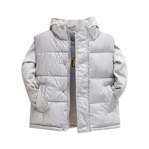 gcong Boys Girls Puffer Vest Kids Sleeveless Lightweight Puffy Down Jacket Winter Warm Zipper Quilted Vest Outdoor Outerwear for 4-10T Grey