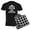 With Checker Pant, variant on - Keep Calm And Eat Bacon Men's Dark Pajamas - Men's Dark Loose Fit Cotton Pajama Set