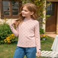 thumbnail image 2 of Girl Mock Neck Long Sleeve T Shirt Soft Basic Pullover Top Print Sweatshirt, 2 of 5