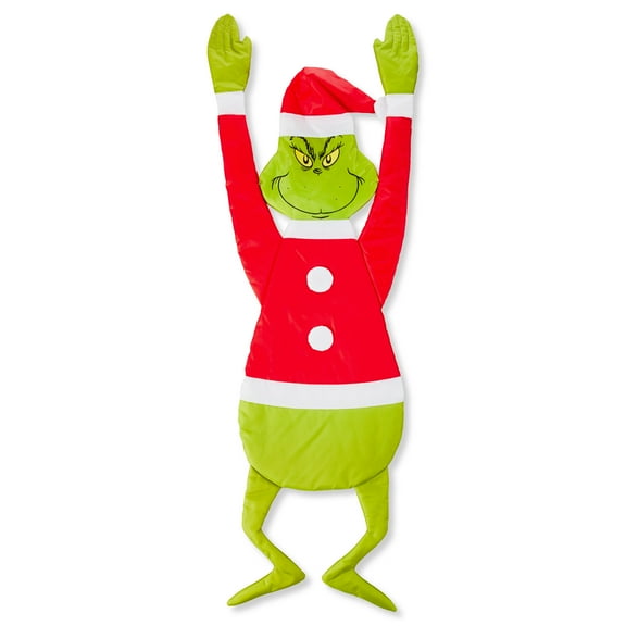 Dr Seuss' The Grinch Who Stole Christmas, Hang On Grinch, Outdoor Decoration, 5 feet Tall, Grinch Green, Outdoor Hanging Figurine