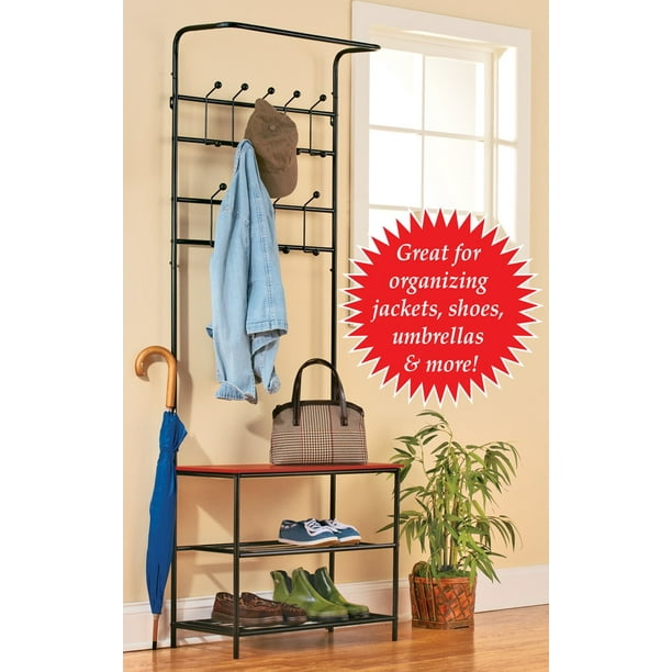 Entryway Bench With Shoe Rack And Coat Rack Multi Walmart Com