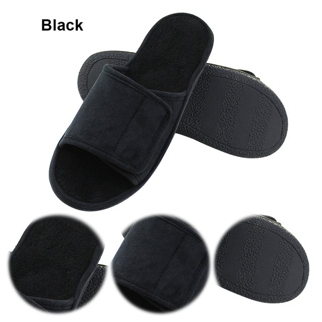 Silenciosas Franela para Hombre Primavera Y Verano Punta Abierta Piso Transpirable Suela Suave Parte Inferior Tela Prensada TPR Silenciosa Lavable A Máquina (Negro L)