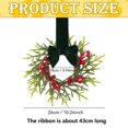 thumbnail image 3 of Christmas Mini Cabinet Wreath, 10" Norfolk Pine Wreath with Bow Red Berry for Chair, Artificial Small Kitchen Wreath for Window Front Door Farmhouse Wall Pillars Xmas Decor 1Pc,Green Bow, 3 of 4