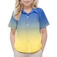 thumbnail image 5 of Bovxnpu Kids Summer Tops, Toddler Boys' Button Down Shirt, Toddler Kids Boys Girl Fashion Cute Gradient Print Short Sleeves Casual School Uniform Top Shirt 6 Years, 5 of 8