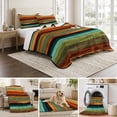 thumbnail image 6 of Quilts Twin XL Size Bedding Set, Orange Teal Wooden Lightweight Quilted Comforter, Farmhouse Striped Modern Art Soft Reversible Bedspread Coverlet with Pillow Covers for All Season, 68" x 98", 6 of 9
