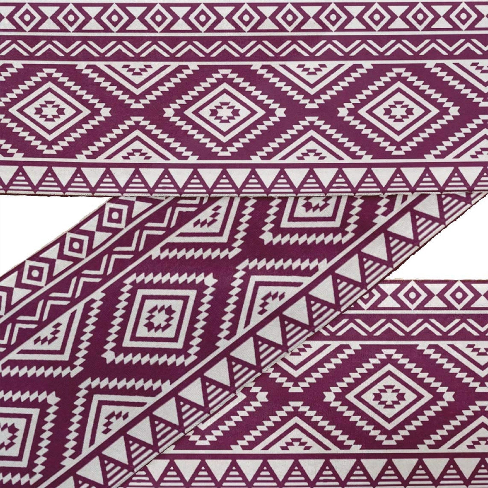 IBA Indianbeautifulart Black Aztec Geometric Velvet&nbsp;Trim&nbsp;Fabric Sewing Fabric Lace Dressmaking Printed Sewing Lace 9 Yards 4 Inches