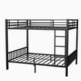 thumbnail image 3 of Queen over Queen Bunk Bed, Heavy Duty Metal Bunk Bed with Safety Guardrail & PVC-covered Ladder for Adults, Teens and Kids (Black), 3 of 10