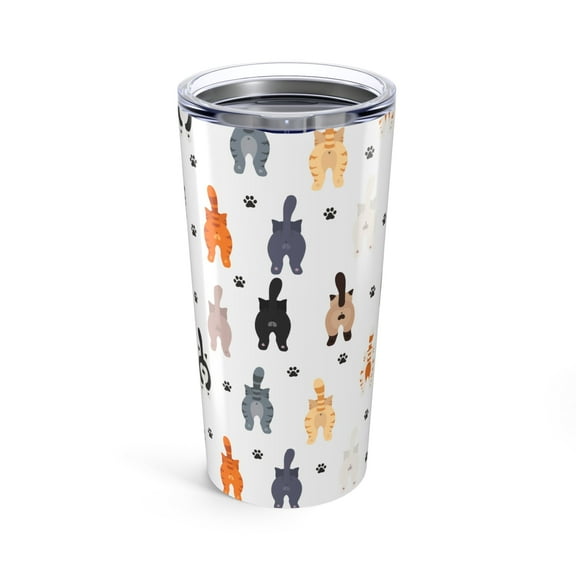 Funny Cat 20 oz Stainless Steel Tumbler Double-Wall Insulated with Spill Resistant Lid