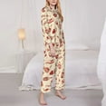 thumbnail image 4 of Junzan Red Wine Print Womens Pajama Sets,Long Sleeve Button Down For Women Pjs 2 Piece, 4 of 9