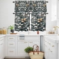 thumbnail image 3 of Gold Leaves Silhouette Kitchen Curtains Valances and Tiers Set of 3 Gray Leaf Gradient Tier Curtains and Valance with Rod Pocket for Small Windows, 27.5"x36", 3 of 9