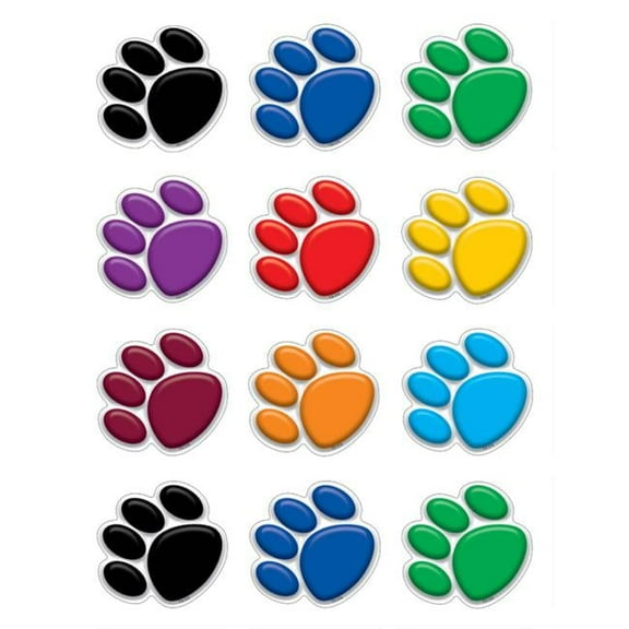 Colorful Paw Prints Mini Accents - Pack of 6