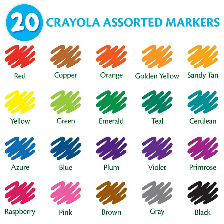 Crayola Super Tip Washable Marker Set, School Supplies for Teens, 20 Ct,  Art Gifts, Child Ages 3+ - AliExpress
