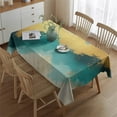 thumbnail image 2 of Teal and Gold Marble Abstract Waves Pattern Rectangle Tablecloth 60"x84",Waterproof Polyester Rectangle Table Cloth, Wipeable Spillproof Polyester Tablecloth for Dining, Camping, Indoor and Outdoor, 2 of 5