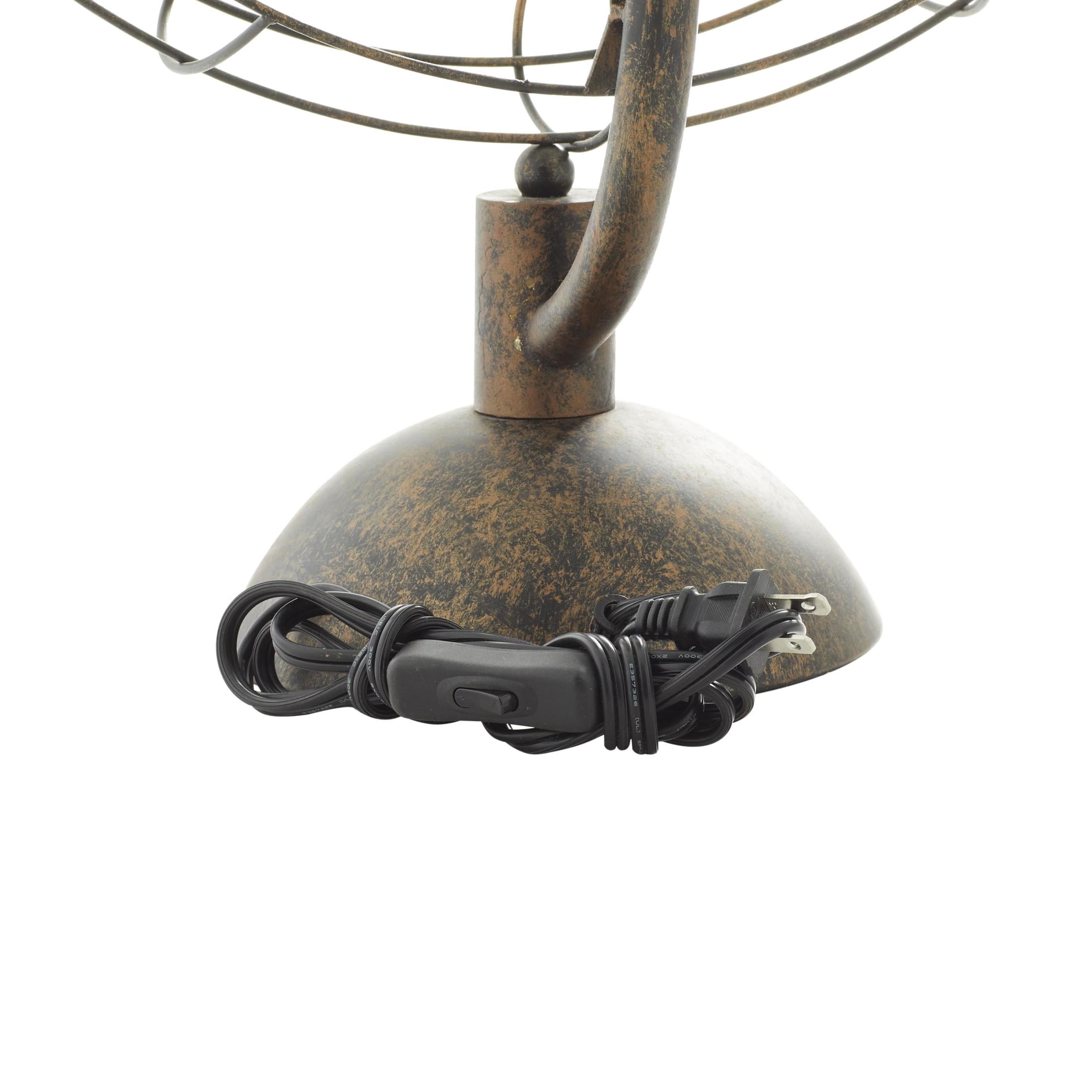 DecMode 24" 5 Light Vintage Fan Bronze Accent Lamp with Black Metal Shade