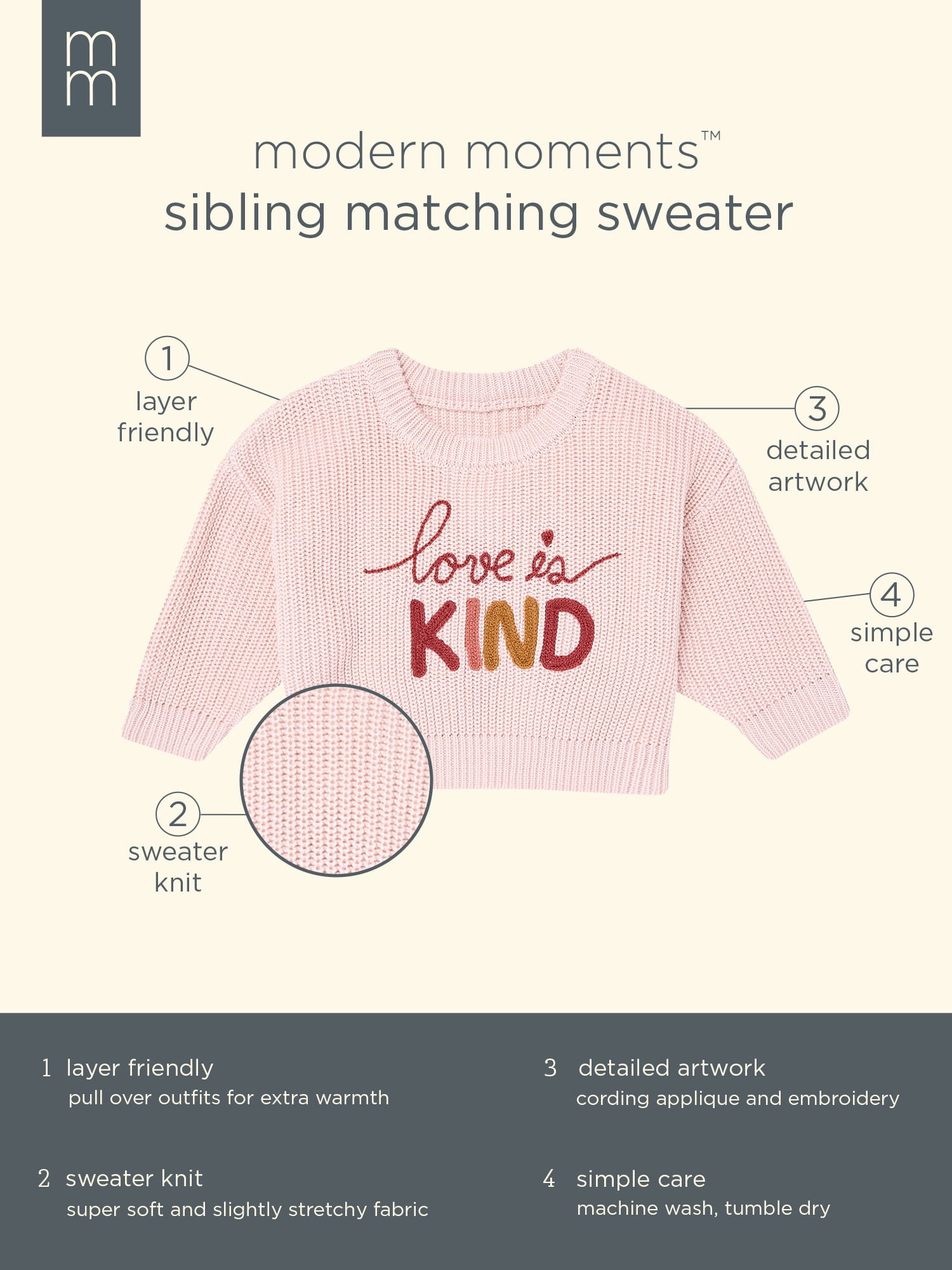 Modern Moments by Gerber Sibling Matching Sweater, Sizes 0/3 Months - 5T