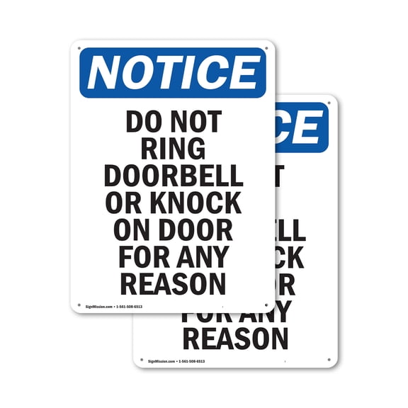 (2 Pack) Do Not Ring Doorbell Or Knock OSHA Notice Sign 10 Inch X 14 Inch Indoor / Outdoor Rust-Free Aluminum Metal Signs for Workplace, Workshop, and Construction Site, Made in the USA