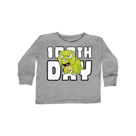 

Inktastic School 100th Day with Cute Triceratops Gift Toddler Boy or Toddler Girl Long Sleeve T-Shirt