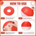 thumbnail image 3 of Faroles de papel Honoson, 9 unidades, rojo y blanco, 20-30 cm, 3 of 3