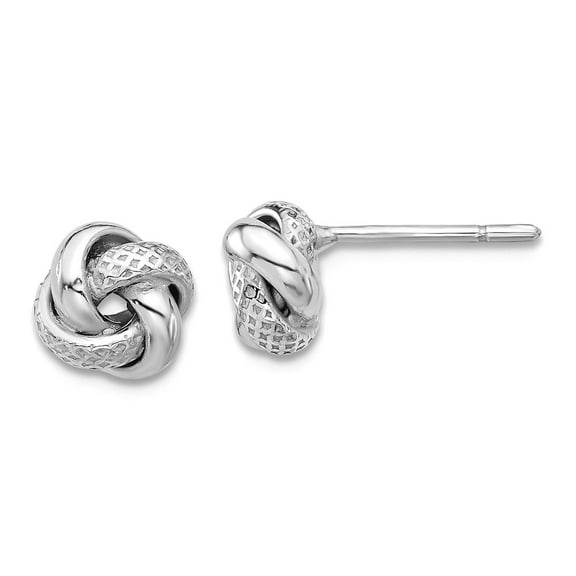 925 Sterling Silver Polished and Textured Love Knot Post Earrings 7.4x7.4mm Wide Stud Earring for Women
