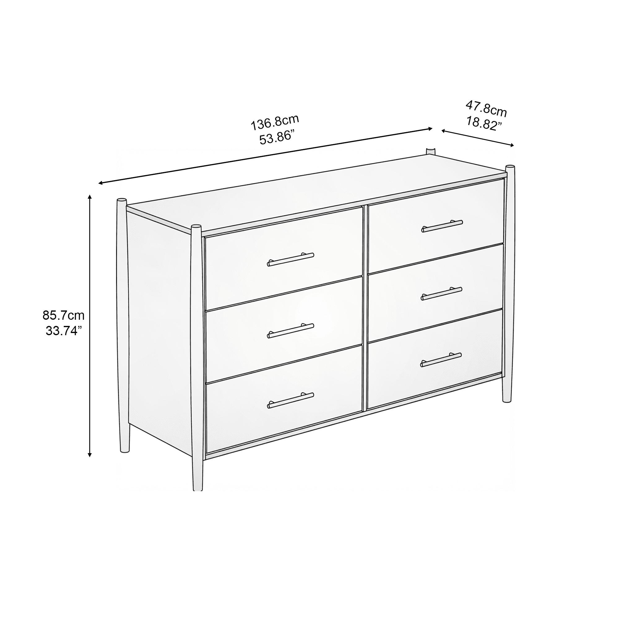Josiah Solid Wood 6 Drawers Dresser Brown - for Adults and Teens