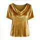 thumbnail image 3 of Camisas de Color Sólido para las Mujeres Plisados Estirables Puños V-Cuello Suéter de Moda, Camisas de Manga Larga de las Mujeres para el Hogar Y el Uso Diario, 3 of 5