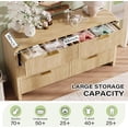 thumbnail image 4 of HoopieHome Modern 55 Inch 6-Drawer Fluted Double Dresser with Arched Tabletop, Wave Design, Gold Handles, Natural Wood, 4 of 7