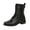 Black, variant on EKVAHL Orthopedic Combat Boots for Women, Mid Calf Booties Moto Walking Shoes, Smooth Leather Side Zipper Buckle Arch Support Winter Outdoor Boots Black