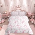 thumbnail image 3 of jejeloiu Cute Bowknot Bedding Comforter Set,Ribbon Bow Twin Comforter Sets,Pink White Bedding Set For Girls,Super Cozy Bedroom Decor Reversible,2 Pieces, 3 of 10