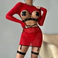 thumbnail image 4 of Harpily 2025 Intimates Women's Fun Underwear 5 Piece Set Clearance Hollow Lace Personalized Long Sleeve Top With Leg Rings, 4 of 6