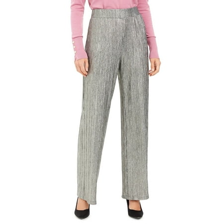 JM Collection Collection Women's Metallic Crinkle Pants Gray Size XX-Large