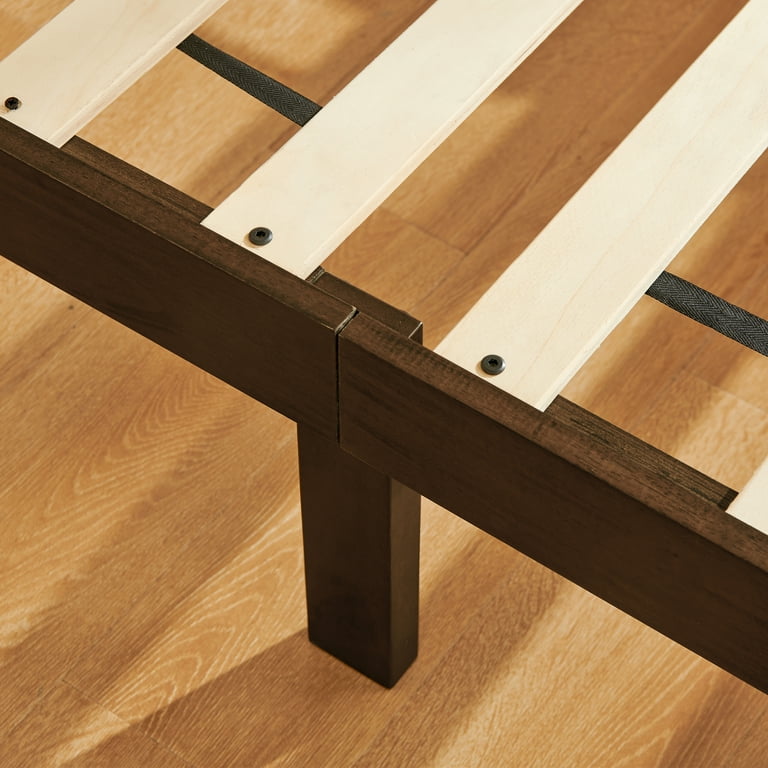 Subrtex 12 Inch Solid Wood Platform Bed, Walnut, Full photo 5