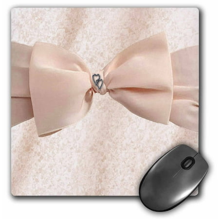 3dRose Soft Pink Bow with Hearts, Mouse Pad, 8 by 8 inches