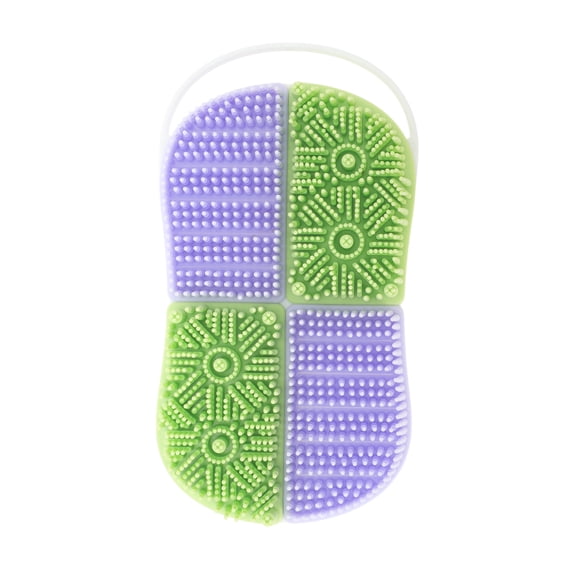 Unique Bargains 1 Pc Hangable Double-sided Bath Brush Shower Brush Purple Green