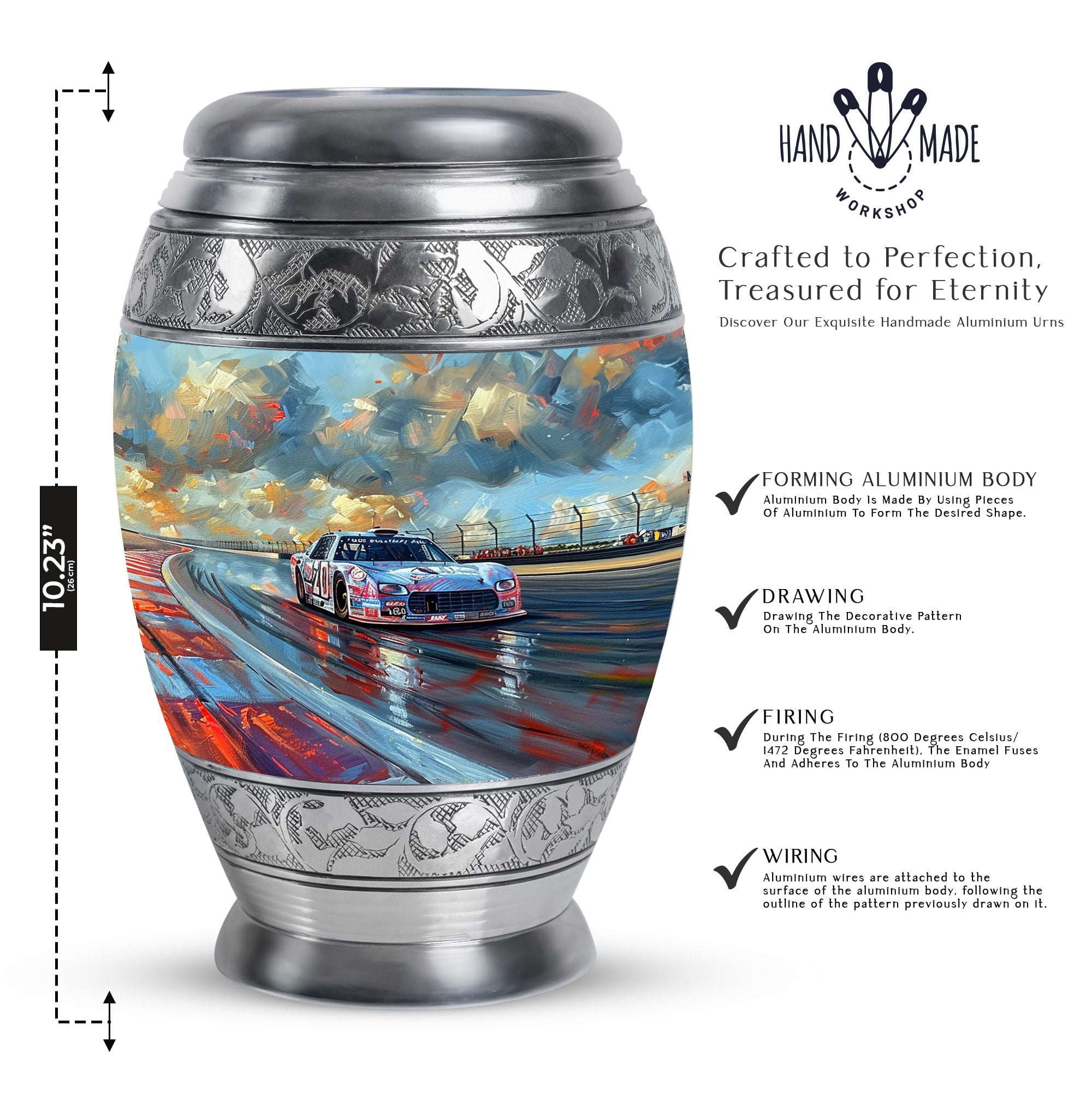 KARYLIZ Race Car Cremation Urns For Human Ashes Adult Man - Urns For Men Ashes Adult Male - Blue Racer Car Cremation Urn For Human Ashes Adult Female - Cremation Burial Funeral Urn (10Inch)